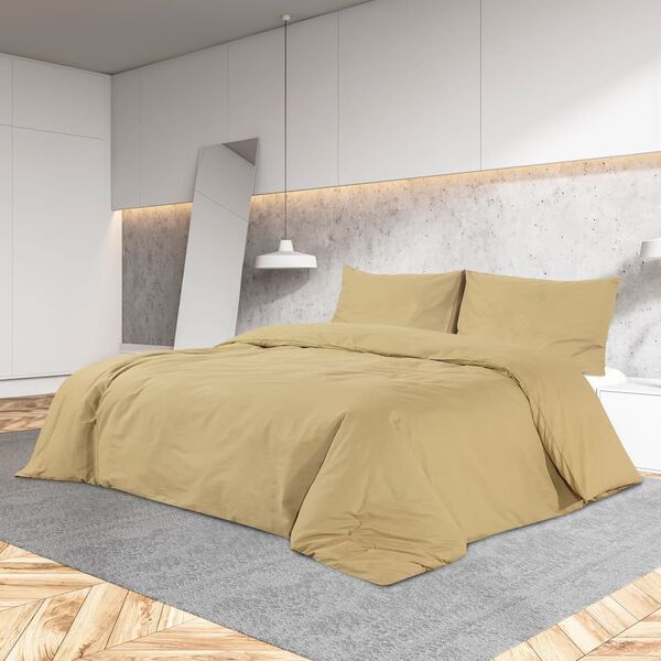 vidaXL Ensemble de housse de couette Taupe 135x200 cm Microfibre
