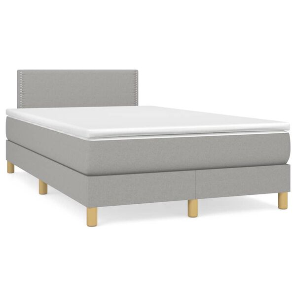 vidaXL Sommier &agrave; lattes de lit matelas LED gris clair 120x190 cm tissu