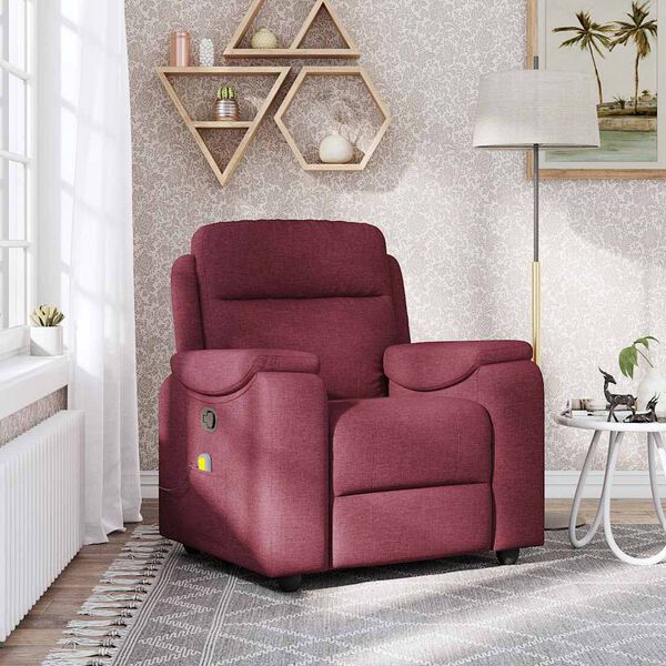 vidaXL Fauteuil de massage inclinable Rouge bordeaux Tissu