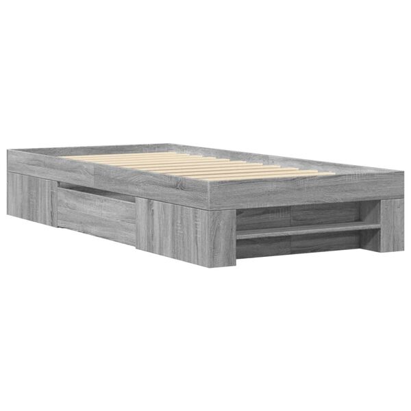 vidaXL Cadre de lit sans matelas sonoma gris 90x190 cm