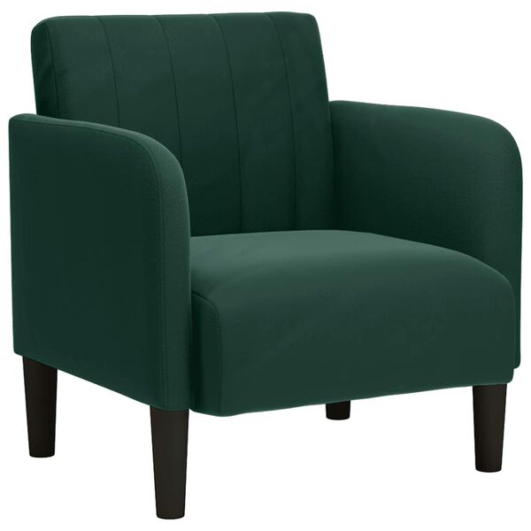 vidaXL Fauteuil avec accoudoirs vert fonc&eacute; 54 cm velours