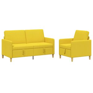 vidaXL Canap&eacute; avec rangement 2 pc 3 place Jaune clair Polyester