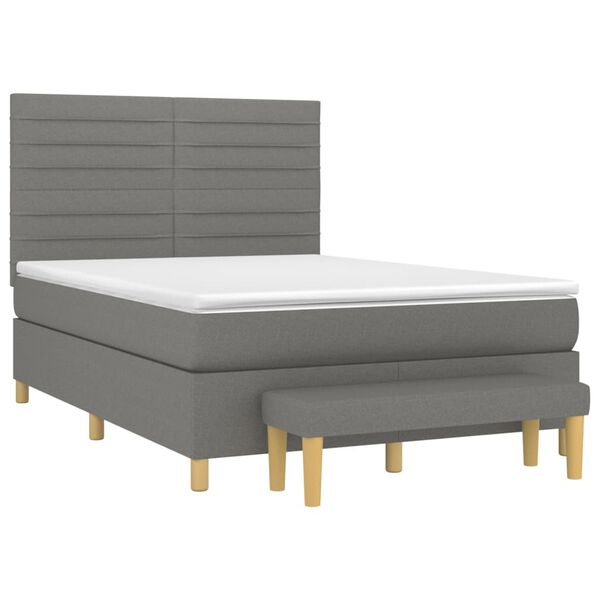vidaXL Sommier &agrave; lattes de lit avec matelas Gris fonc&eacute; 140x200cm Tissu