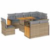 vidaXL Salon de jardin avec coussins 9 pcs beige r&eacute;sine tress&eacute;e acacia