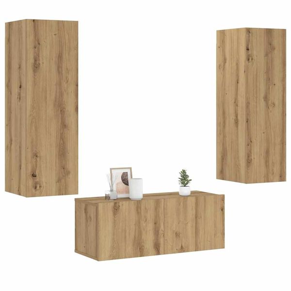 vidaXL Meubles TV muraux 3 pcs ch&ecirc;ne artisanal bois d'ing&eacute;nierie