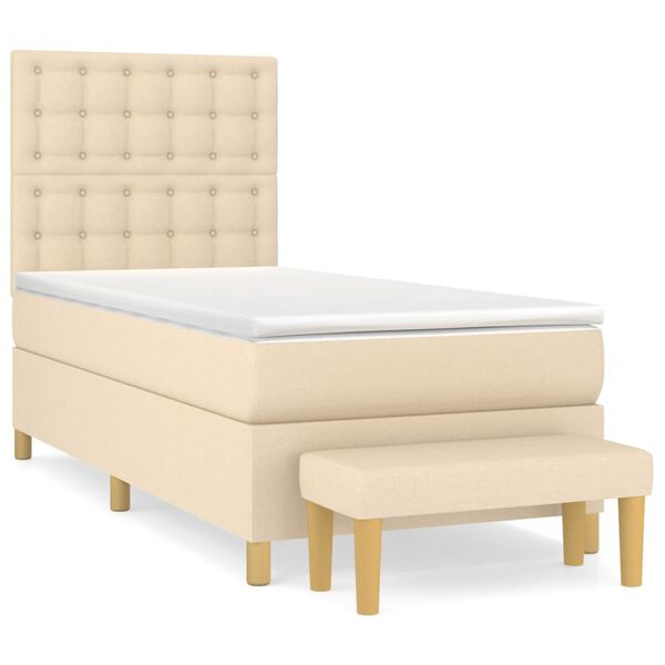 vidaXL Sommier &agrave; lattes de lit avec matelas Cr&egrave;me 80x200 cm Tissu