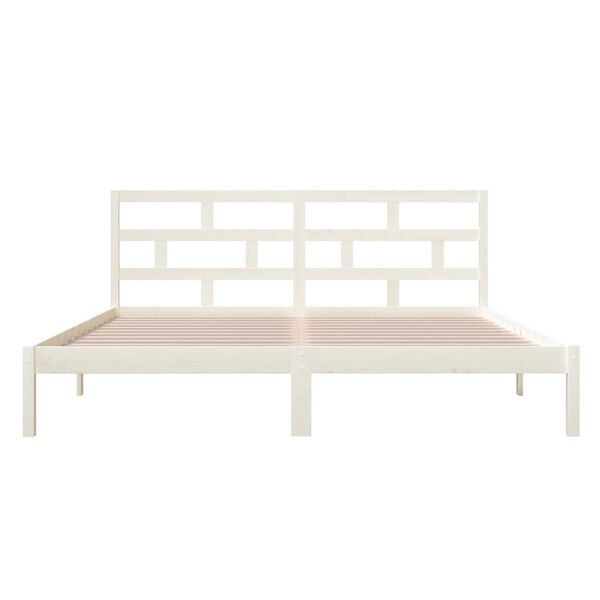 vidaXL Cadre de lit sans matelas blanc bois massif
