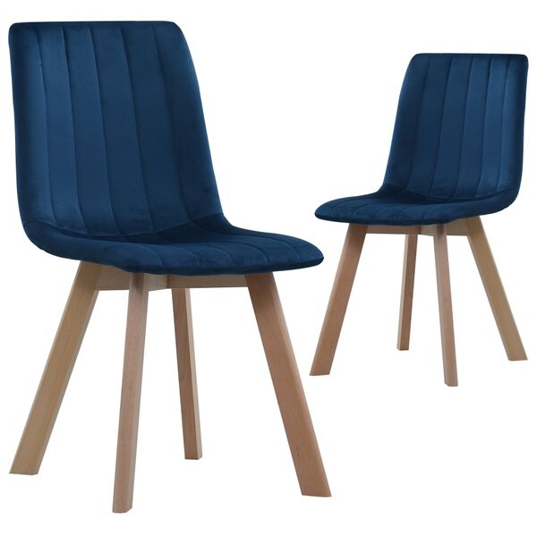 vidaXL Chaises &agrave; manger lot de 2 bleu velours