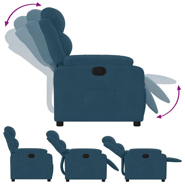 vidaXL Fauteuil inclinable bleu velours