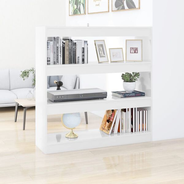 vidaXL Biblioth&egrave;que/S&eacute;parateur de pi&egrave;ce Blanc brillant 100x30x103 cm