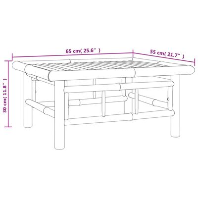 vidaXL Salon de jardin 8 pcs avec coussins blanc crème bambou