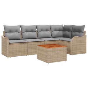 vidaXL Ensemble de canap&eacute; de jardin 6 pc Beige polyrotin