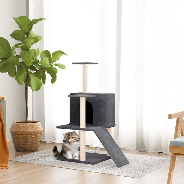 vidaXL Arbre à chat avec griffoirs en sisal Gris foncé 82 cm
