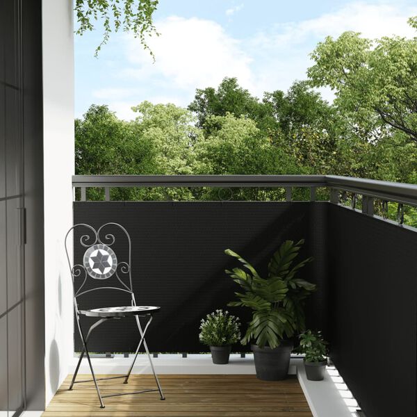vidaXL Paravent de balcon noir 600x90 cm résine tressée