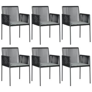vidaXL Chaises de jardin et coussins lot de 6 noir 54x60,5x83,5 cm