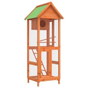vidaXL Maison &agrave; oiseaux marron 60x58,5x160 cm bois massif de pin