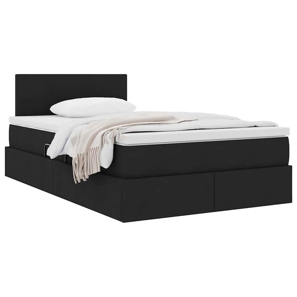 vidaXL Lit avec rangement et matelas avec matelas Noir 120 x 190 cm