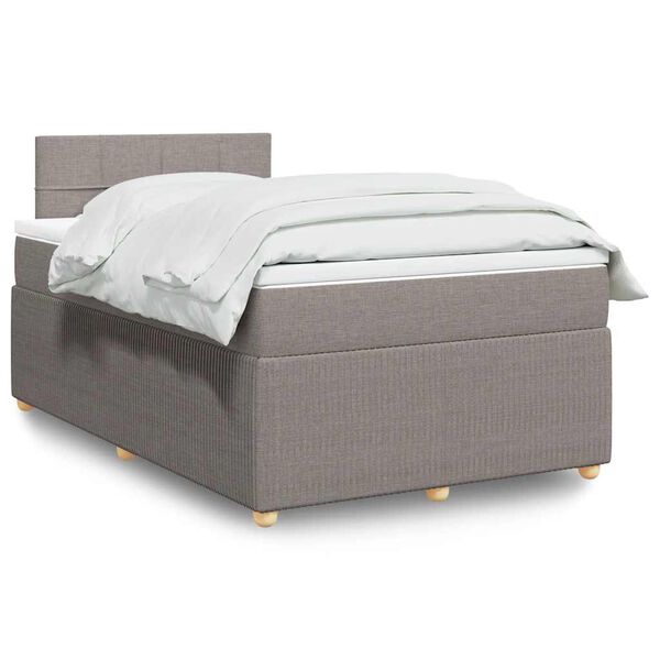 vidaXL Sommier &agrave; lattes de lit avec matelas Taupe 120x200 cm Tissu