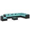 vidaXL Salon de jardin 9 pcs avec coussins R&eacute;sine tress&eacute;e Noir