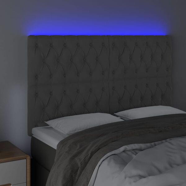 vidaXL T&ecirc;te de lit &agrave; LED Gris fonc&eacute; 160x7x118/128 cm Velours