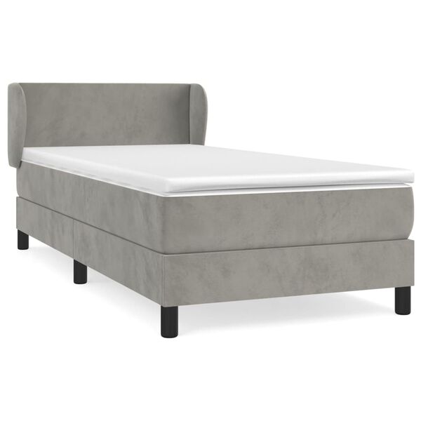 vidaXL Sommier &agrave; lattes de lit et matelas Gris clair 80x200 cm Velours