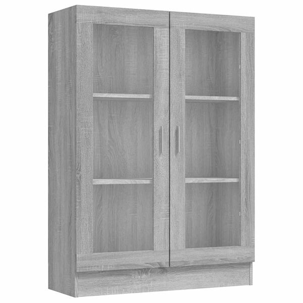 vidaXL Armoire &agrave; vitrine Sonoma gris 82,5x30,5x115cm Bois d'ing&eacute;nierie
