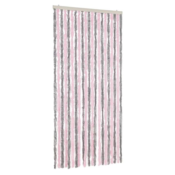 vidaXL Rideau anti-mouches gris argenté et rose 90x220 cm chenille