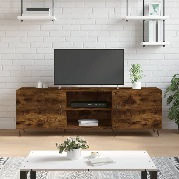 vidaXL Meuble TV chêne fumé 150x30x50 cm bois d'ingénierie