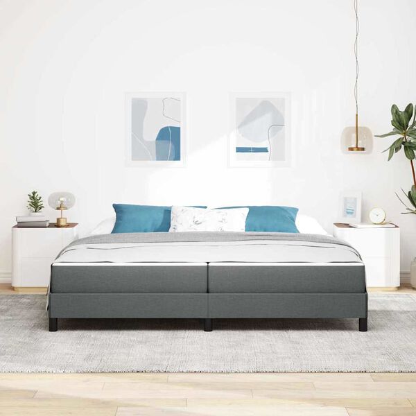 vidaXL Lit &agrave; ressorts avec matelas Gris fonc&eacute; 200 x 200 cm tissu