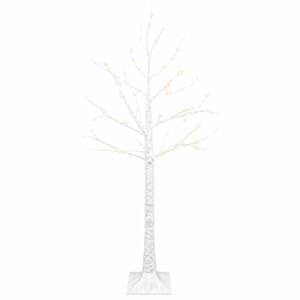 vidaXL Sapin de No&euml;l bouleau Blanc 22 x 22 x 120 cm Plastique 174 LED