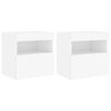 vidaXL Meubles TV muraux avec lumi&egrave;res LED 2 pcs blanc 40x30x40 cm
