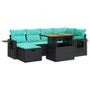 vidaXL Salon de jardin avec coussins 7pcs marron r&eacute;sine tress&eacute;e acacia