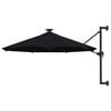 vidaXL Parasol mural de jardin avec LED 300 cm noir