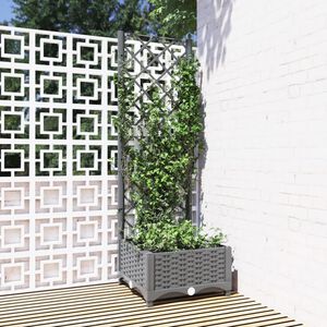 vidaXL Jardini&egrave;re avec treillis Gris clair 40x40x121,5 cm PP