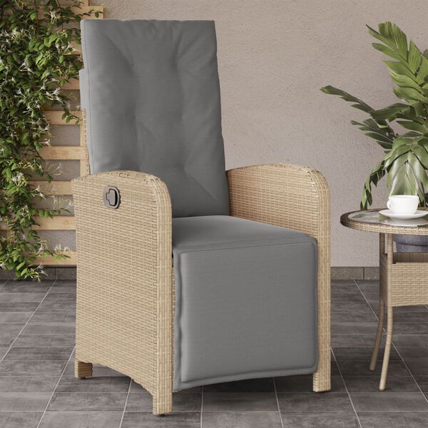 vidaXL Chaise inclinable de jardin et repose-pied m&eacute;lange beige rotin