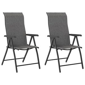 vidaXL Chaises pliables de jardin lot de 2 gris r&eacute;sine tress&eacute;e