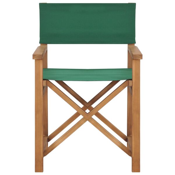 vidaXL Chaises de metteur en sc&egrave;ne lot de 2 Bois de teck massif Vert