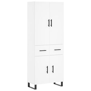 vidaXL Buffet haut Blanc 69,5x34x180 cm Bois d'ing&eacute;nierie