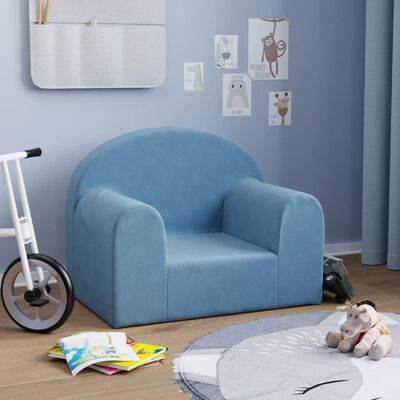 vidaXL Canapé pour enfants bleu peluche douce