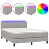 vidaXL Sommier &agrave; lattes de lit et matelas et LED Gris clair 140x200 cm