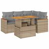 vidaXL Salon de jardin avec coussins 5 pcs beige r&eacute;sine tress&eacute;e acacia
