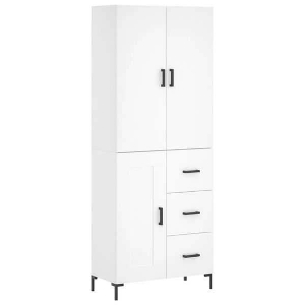 vidaXL Buffet haut Blanc 69,5x34x180 cm Bois d'ing&eacute;nierie