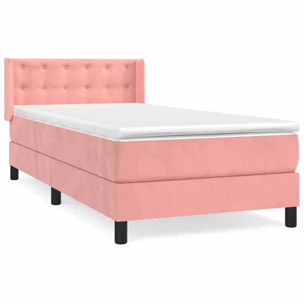 vidaXL Sommier &agrave; lattes de lit avec matelas Rose 90x190 cm Velours