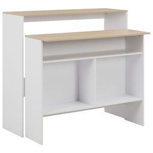 vidaXL Table de bar avec 2 dessus de table Blanc et ch&ecirc;ne 130x40x120cm