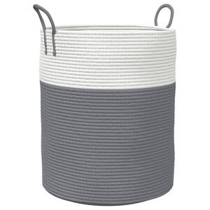 vidaXL Panier de rangement gris et blanc Ø38x46 cm coton