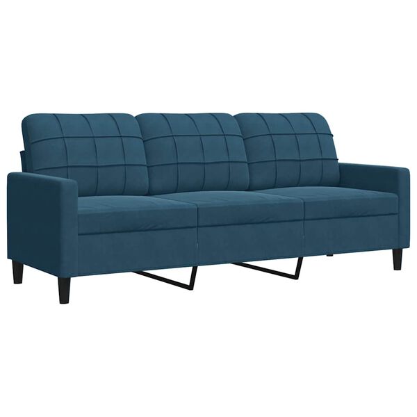 vidaXL Canap&eacute; &agrave; 3 places Bleu 180 cm Velours