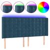 vidaXL T&ecirc;te de lit &agrave; LED Bleu fonc&eacute; 203x16x118/128 cm Velours