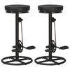 vidaXL Tabourets de bar lot de 2 noir cuir v&eacute;ritable de ch&egrave;vre