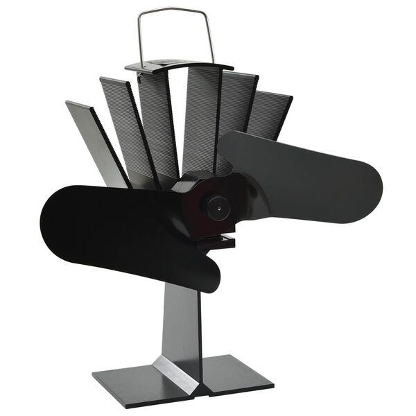 vidaXL Ventilateur de po&ecirc;le aliment&eacute; par chaleur 2 pales Noir