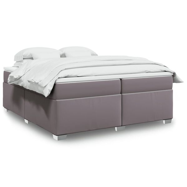 vidaXL Sommier &agrave; lattes de lit avec matelas Gris 200x200 cm Similicuir
